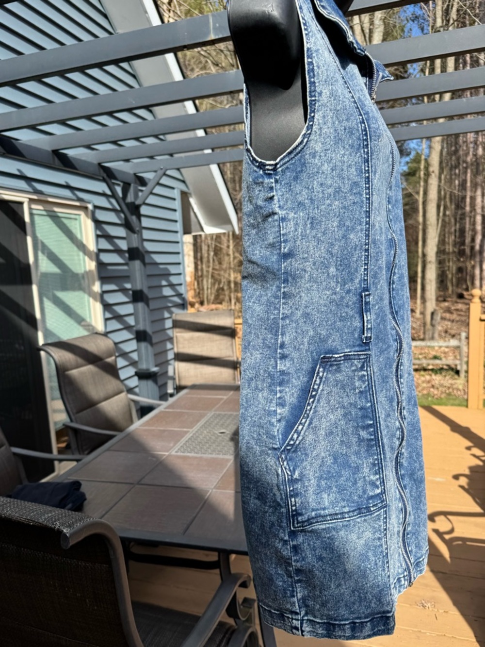 Sleeveless Blue Denim Midi Dress with Front Zip - Picture 6 of 11